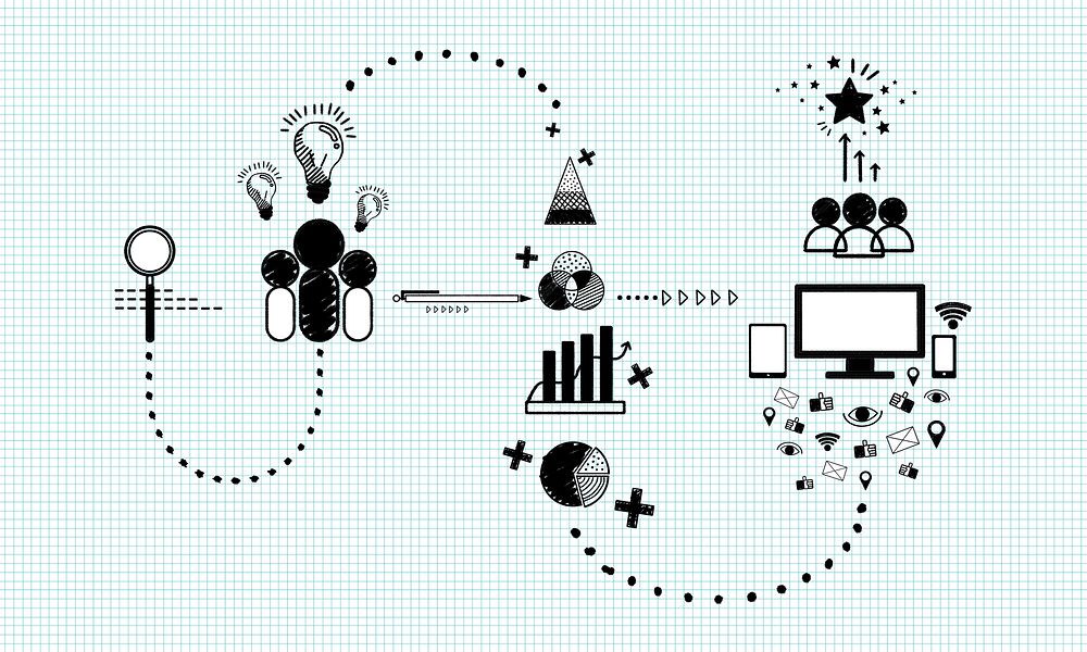 Business Marketing Icons Graphic Sketch Doodle Concept