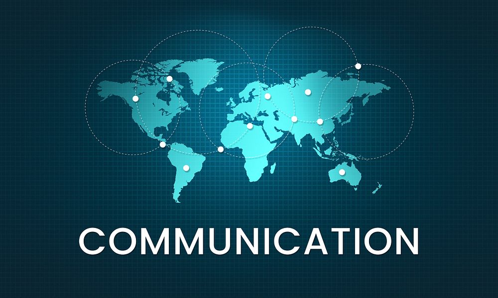 Graphic of global communication connected online community