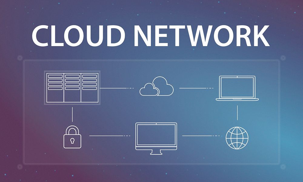 Cloud network technology graphic overlay