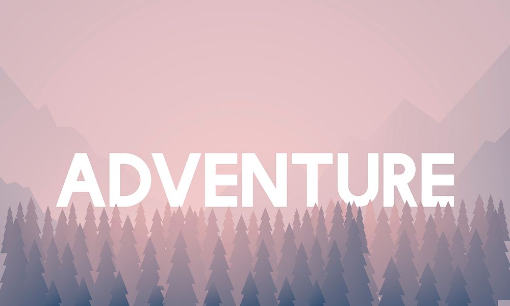 Adventure word on nature background with trees