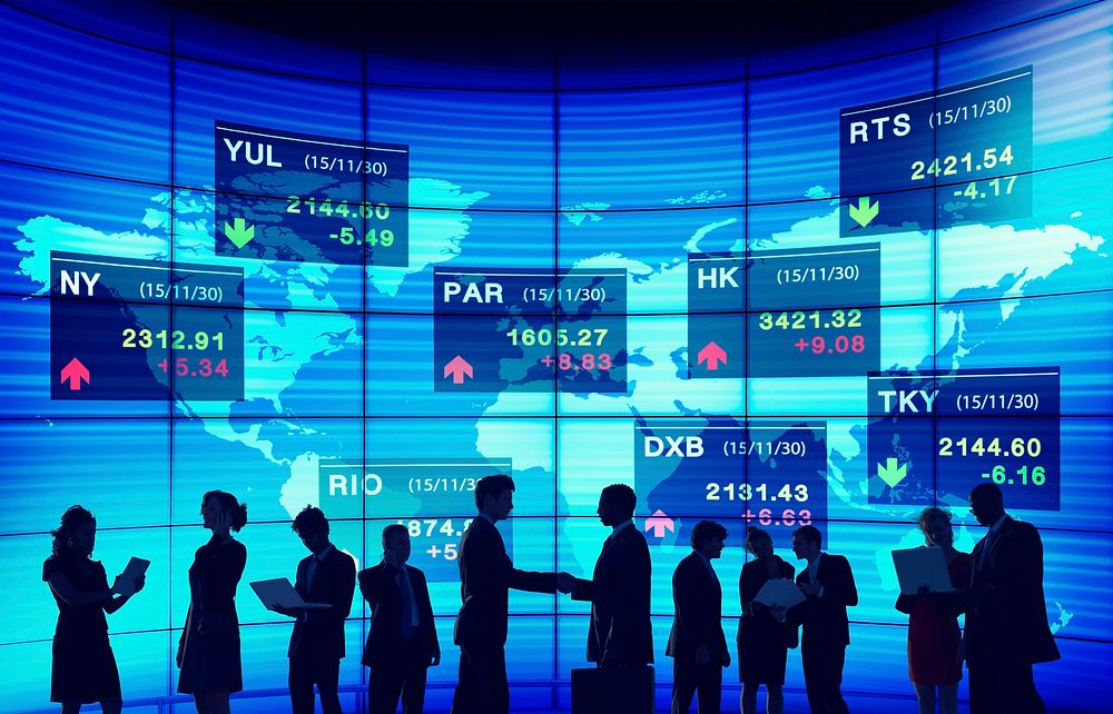 Global Business People Discussion Stock Market Concept