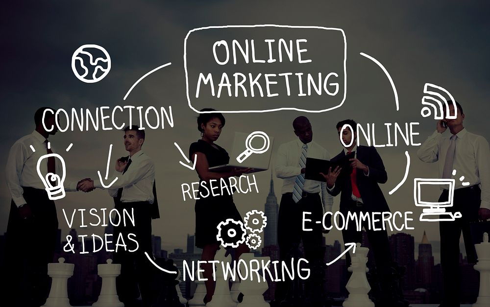 Online Marketing Digital Networking Strategy Vision Concept