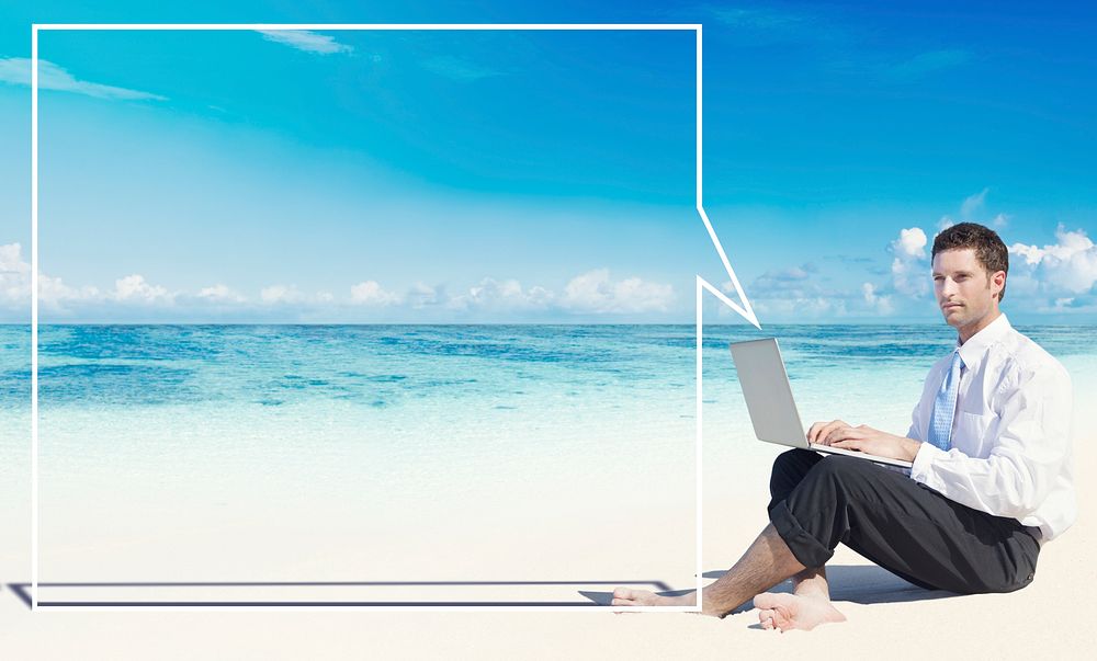 Businessman Working Thinking Summer Beach Concept