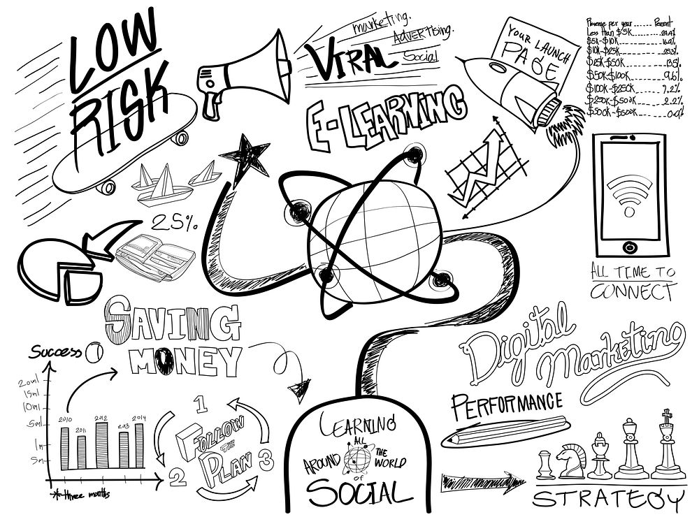 E-learning Education Sketch Drawing Doodle Concept