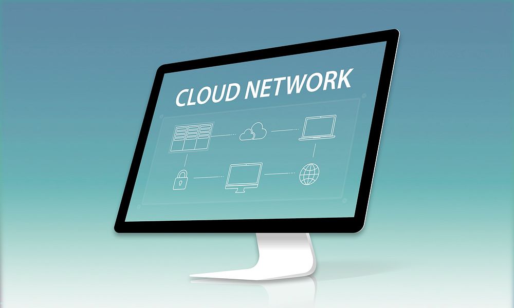 Cloud network connection graphic overlay