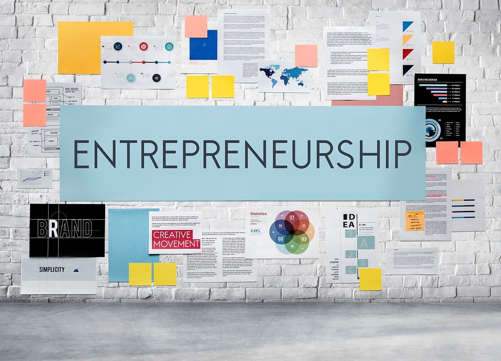 Entrepreneurship startup stickers wall