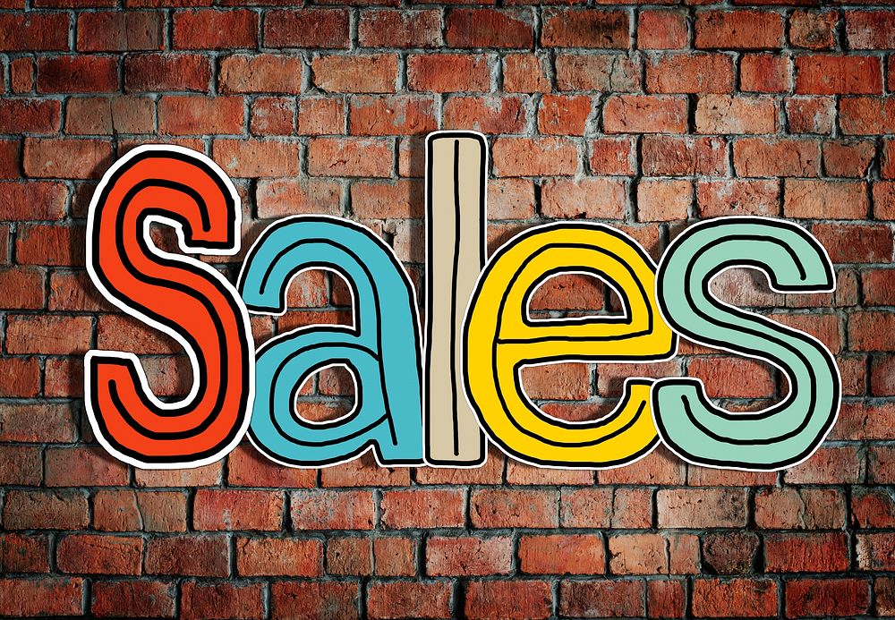 The Word Sales on a Brick Wall Background