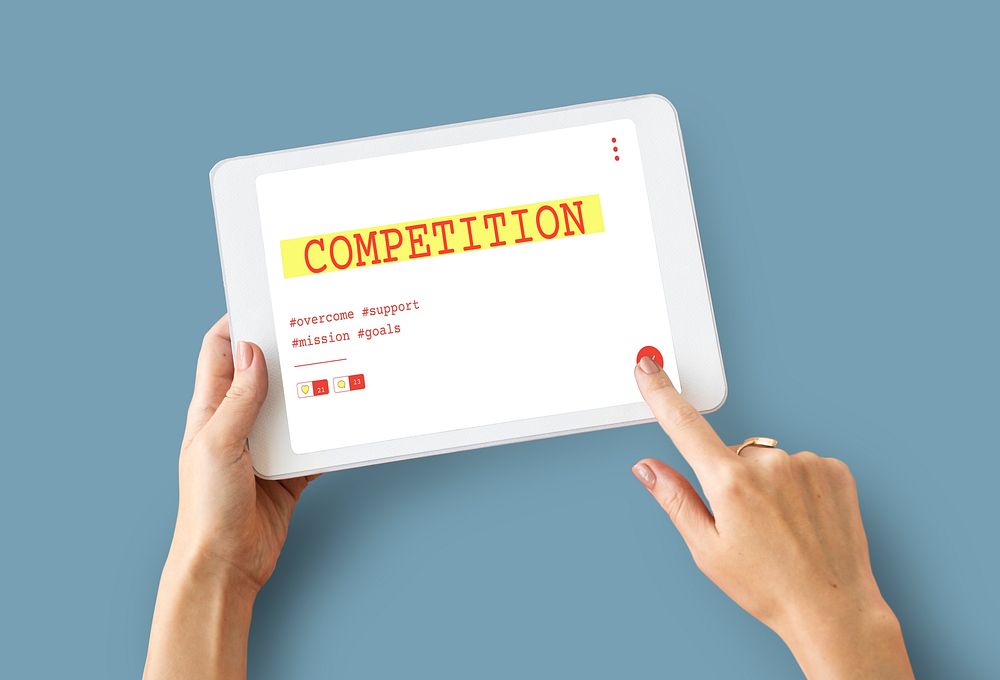 Startup new business competition plan word on digital tablet