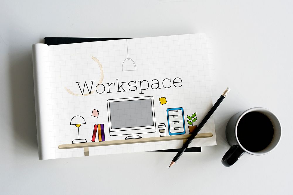 Office Workspace Interior Modern Design Graphic