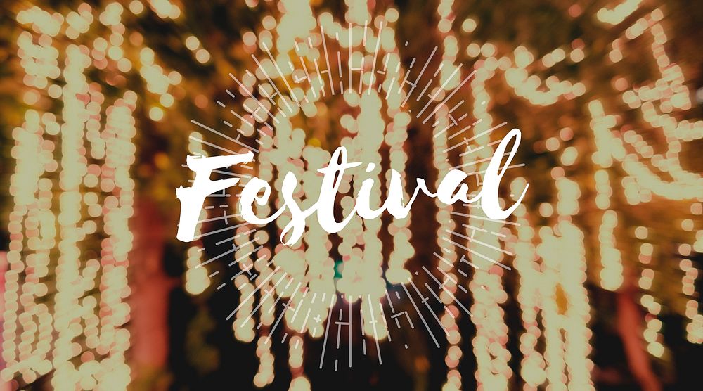 Festival Word with Blurred Light Background