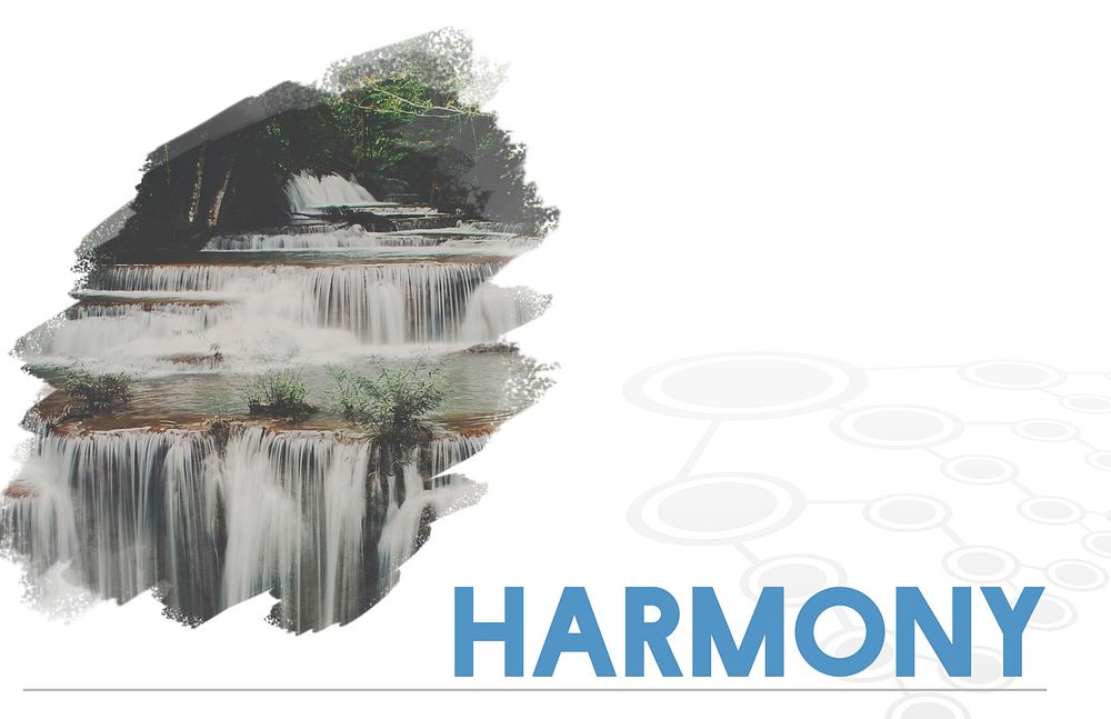 Natural Water Fall Harmony Recreation Word Graphic