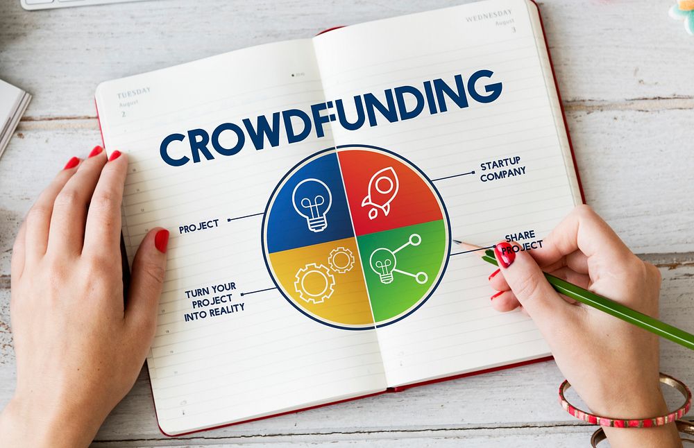 Crowdfunding Bulb Rocketship Plan Enterprise Graphic Concept