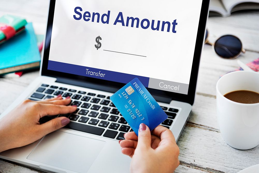 Send Amount Online Banking Concept