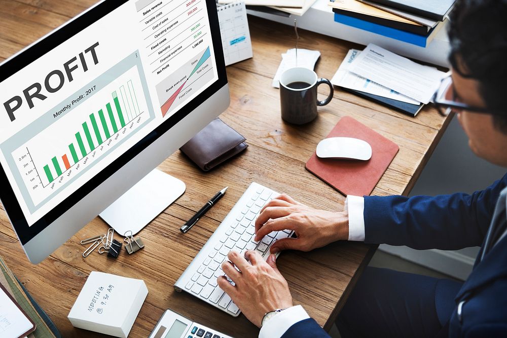 Business financial graph growing and gain profit