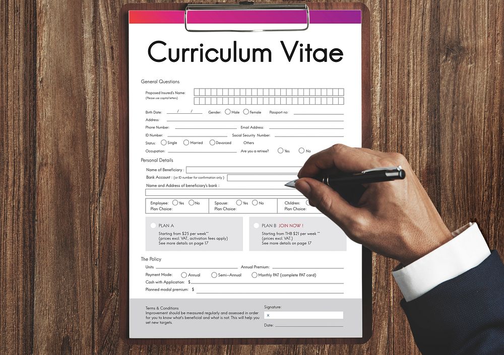 Curriculum Vitae Biography Form Concept