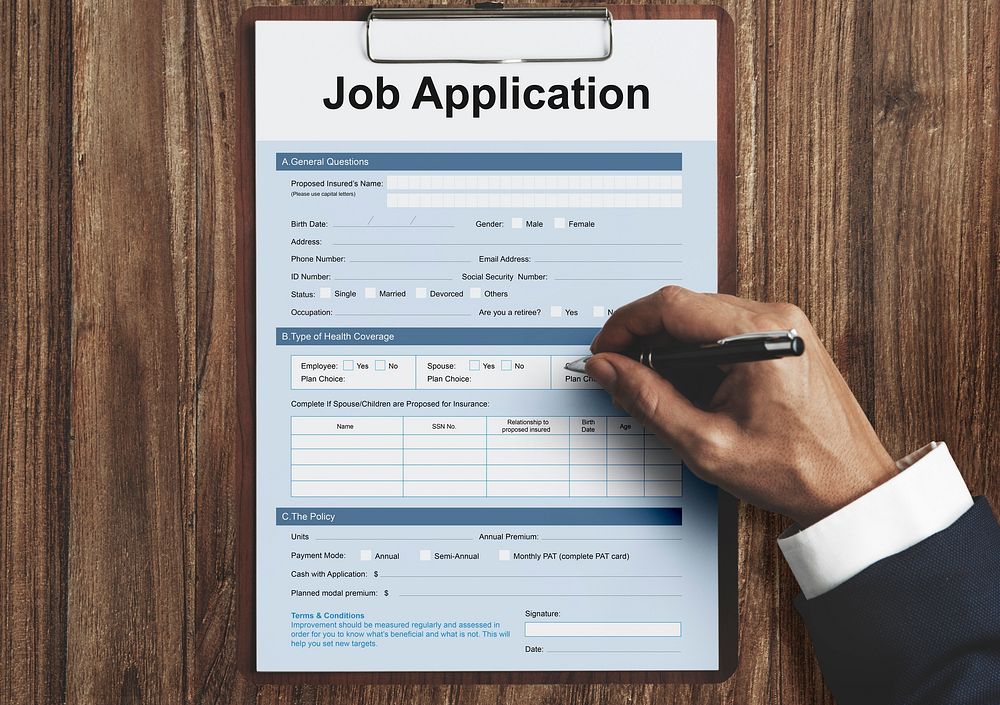 Job Application Hiring Document Form Concept