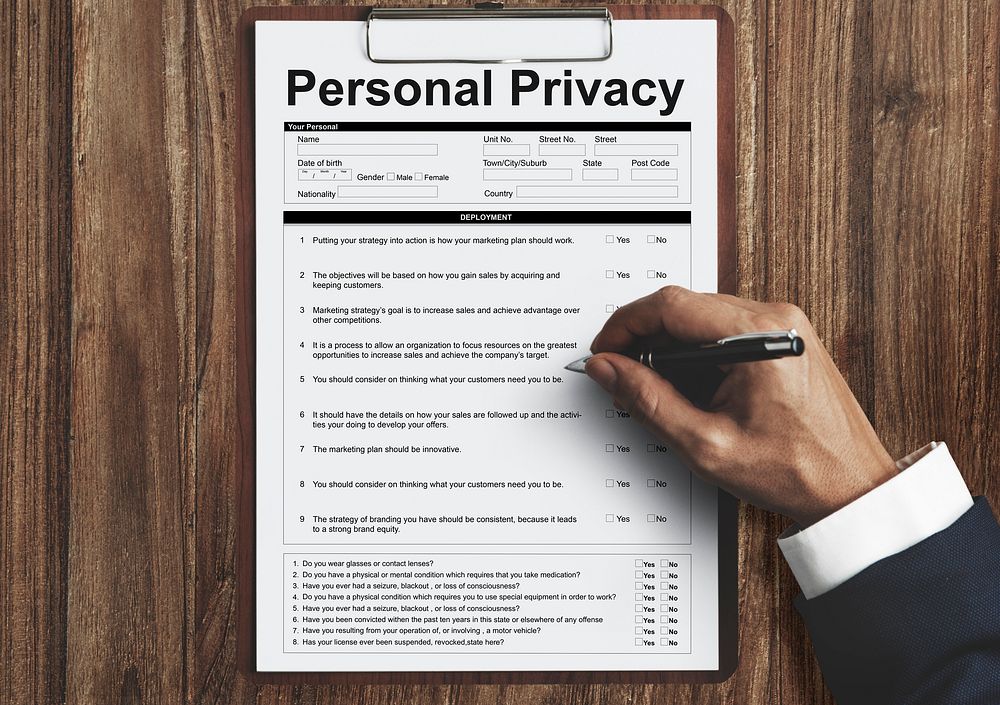 Personal Privacy Information Data Application Form Concept