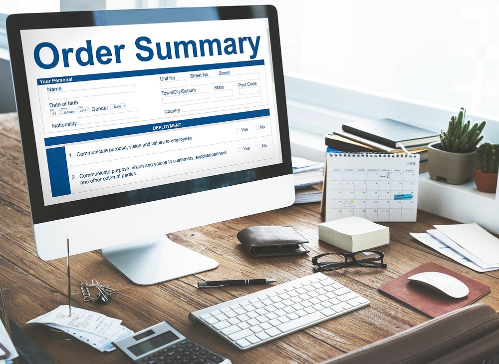 Order Summary Document Form Invoice Concept