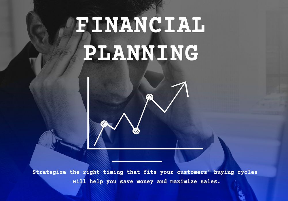 Financial planning with upward line graph