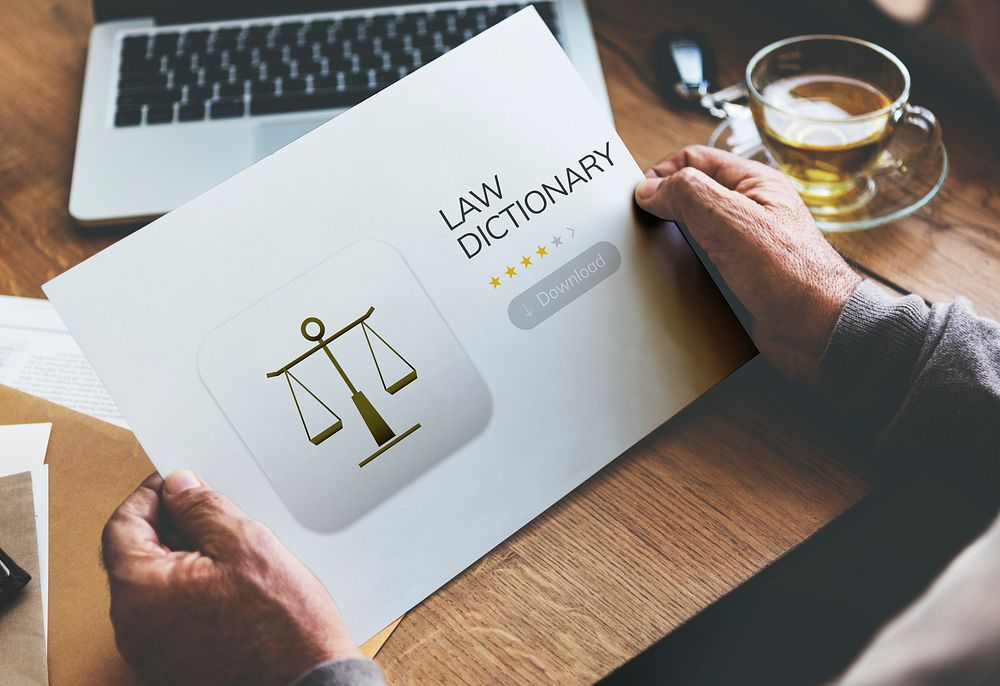 Law rights apps concept on a card