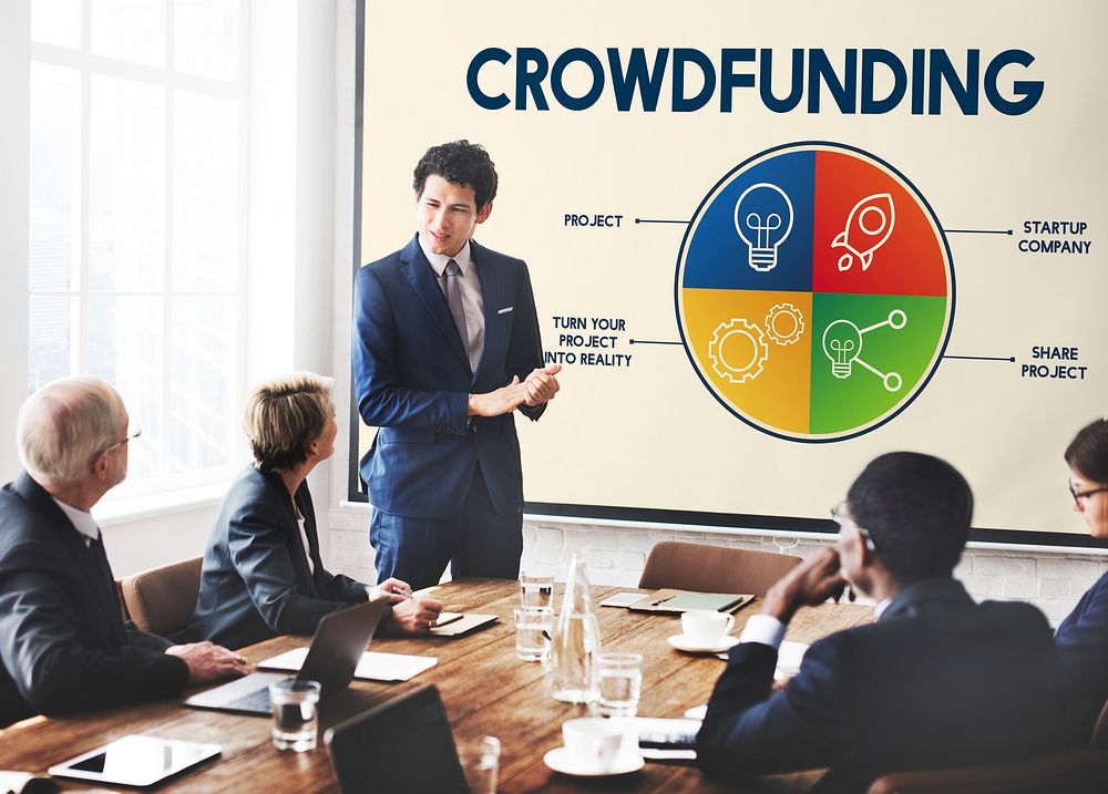 Crowdfunding Bulb Rocketship Plan Enterprise Graphic Concept