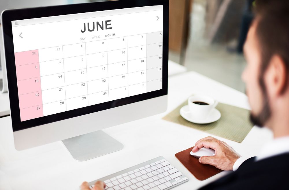 June Monthly Calendar Weekly Date Concept