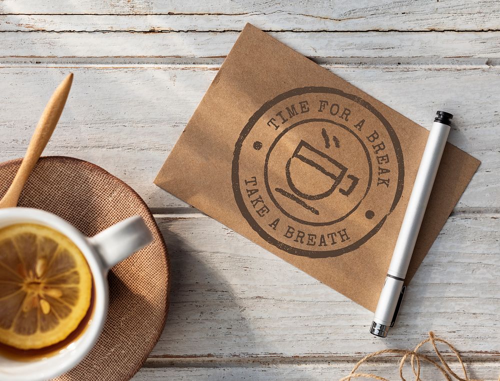 Coffee Break Tea Time Stamp Icon Graphic Concept