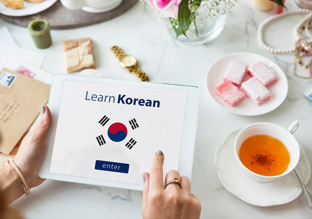 Learn Korean Language Online Education Concept