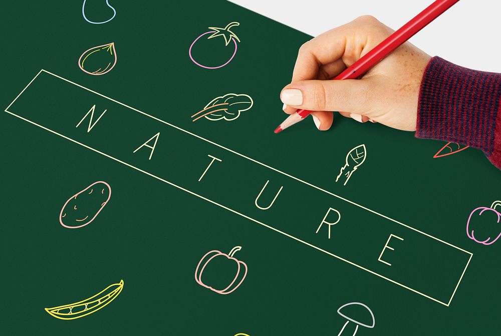 Hand writing on a board about healthy vegetable icon