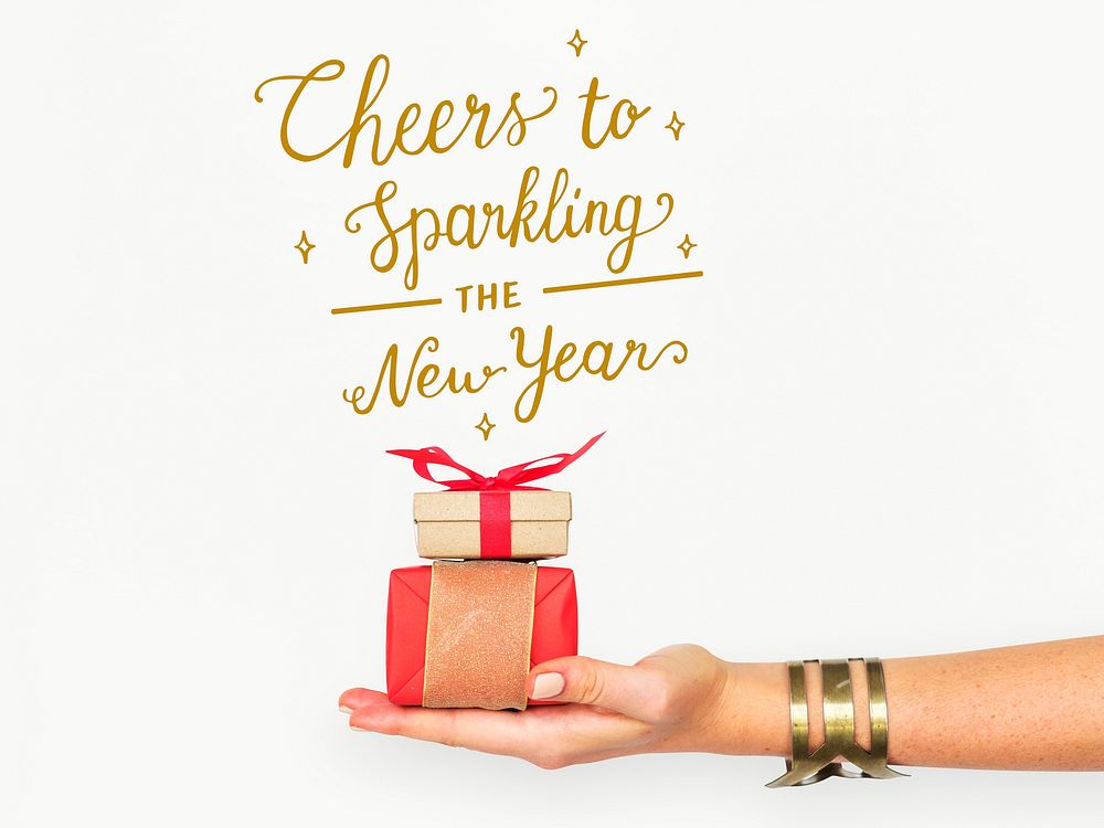 Cheers to sparkling new years word