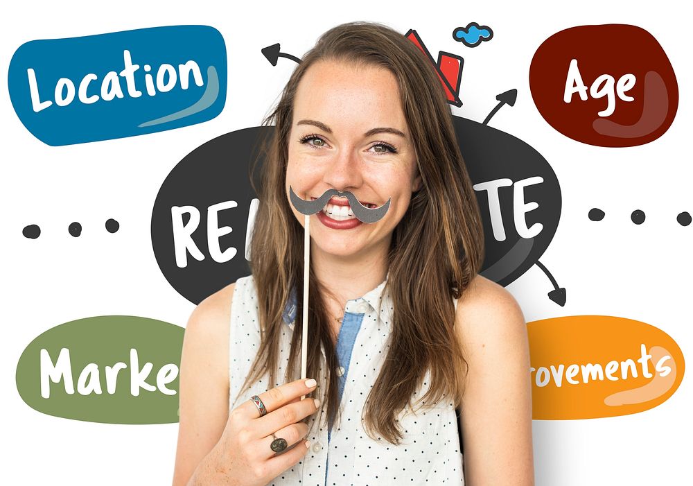 Woman Holding Moustache Social Media