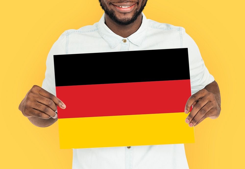 Man Hands Hold Germany Deutschland Flag Patriotism