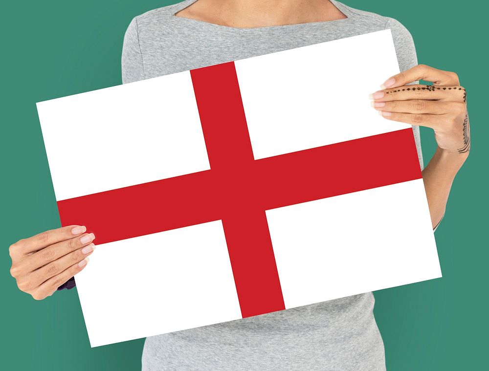 Woman Hands Hold England UK Flag Patriotism