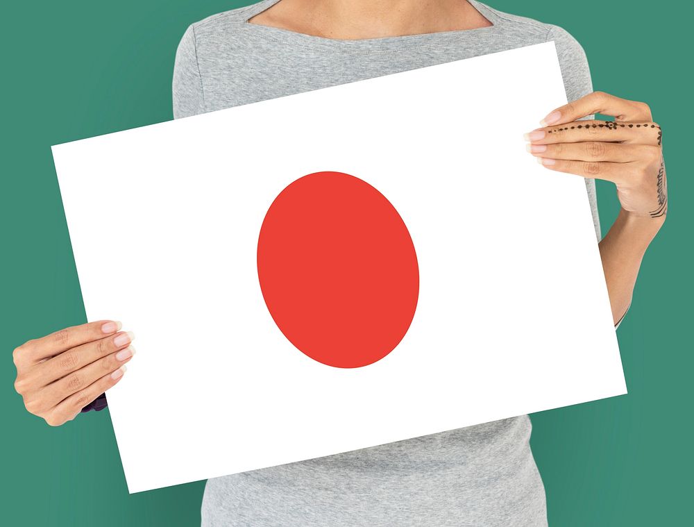 Woman Hands Hold Japan Japanese Flag Patriotism