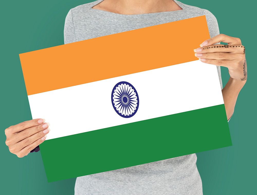 Woman Hands Hold Indian Flag Patriotism