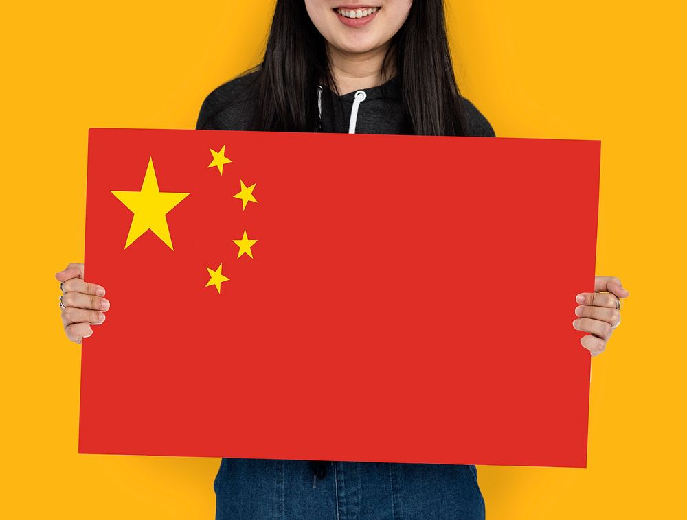 Woman Hands Hold China Flag Patriotism