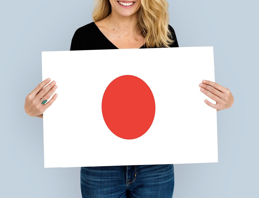 Woman Hands Hold Japan Japanese Flag Patriotism