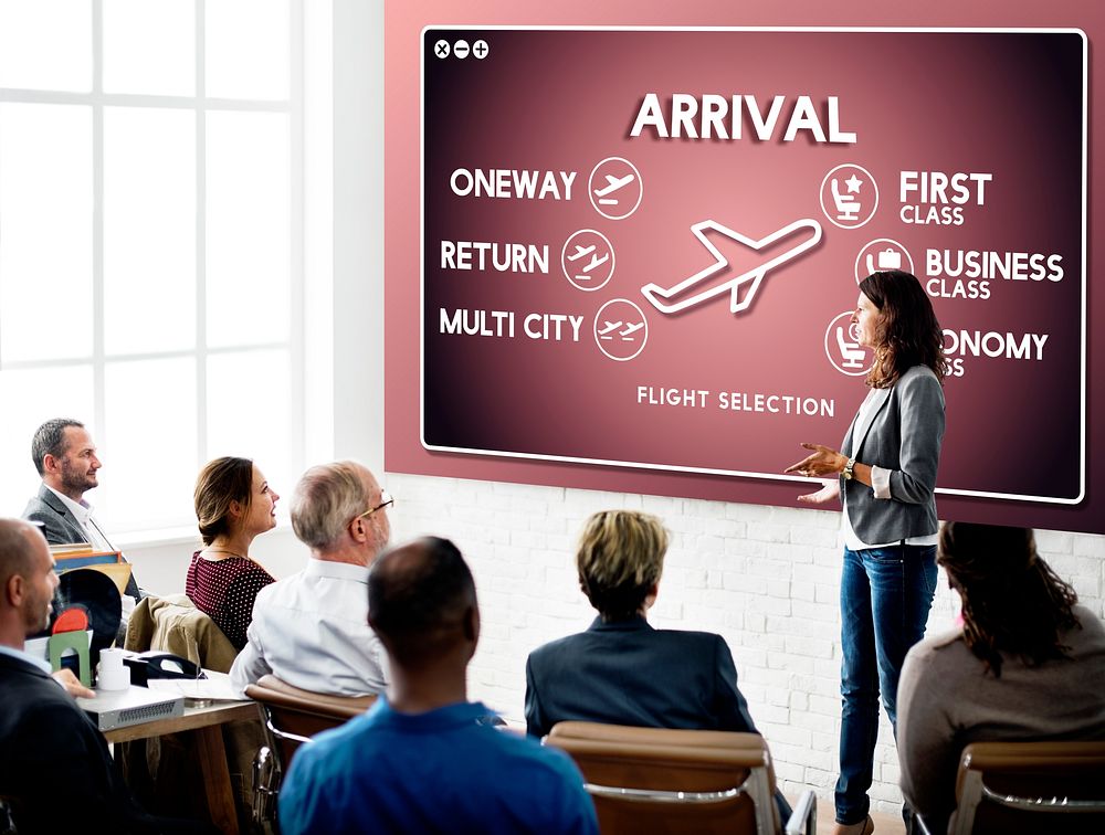 Arrival Oneway Airplane Boarding Booking Concept