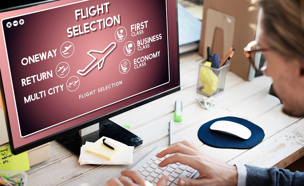 Flight Information Selection Tourism Transport Concept