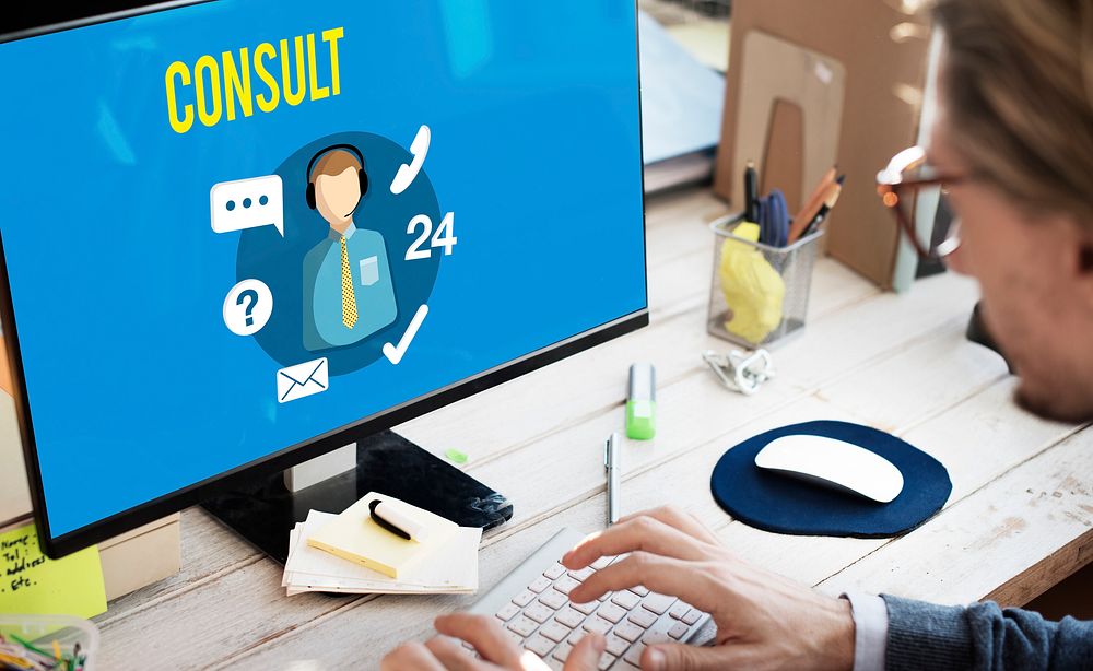 Ask us Buy Online Consult Contact us Customer Support Concept