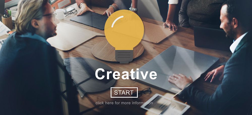Creative Light Bulb Icon Start Button Concept