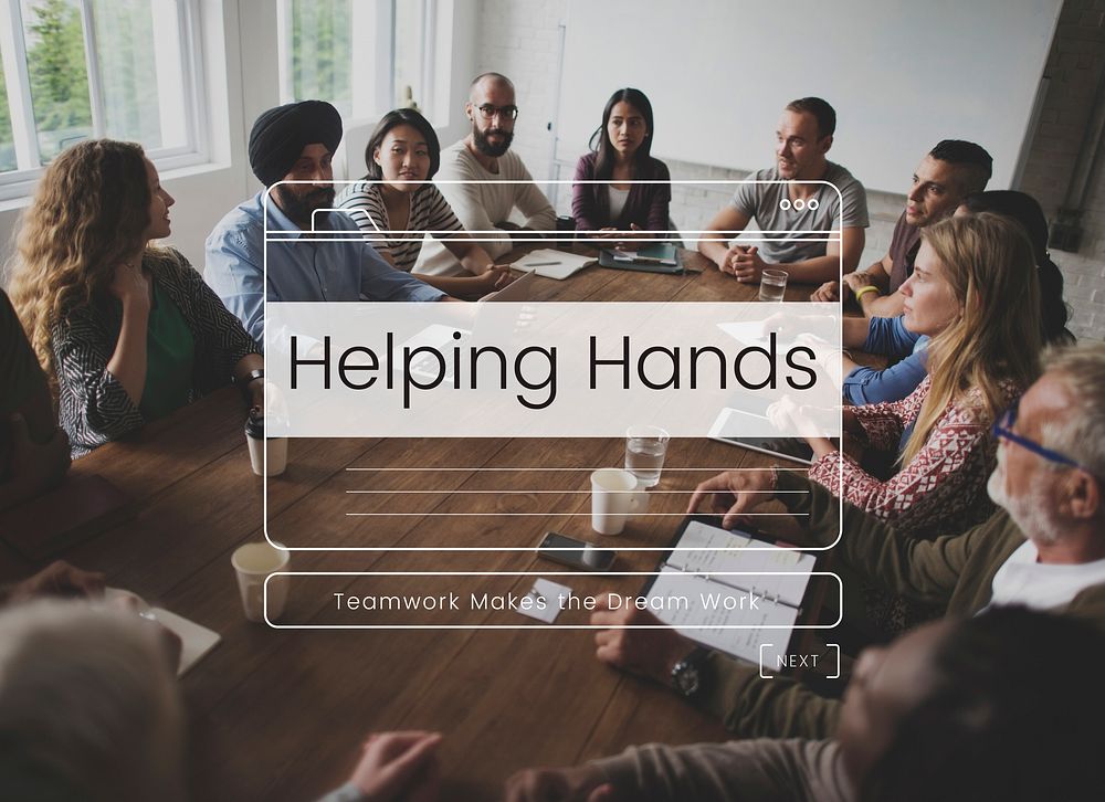 Helping Hands Volunteer Support Message Box Window Graphic