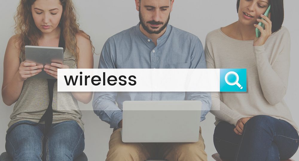 Wireless Internet Connection Search Bar Magnifying Glass Graphic