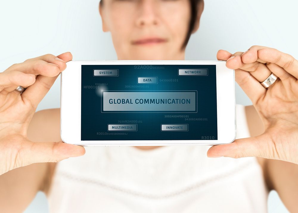 Graphic of global communication connection technology on mobile phone