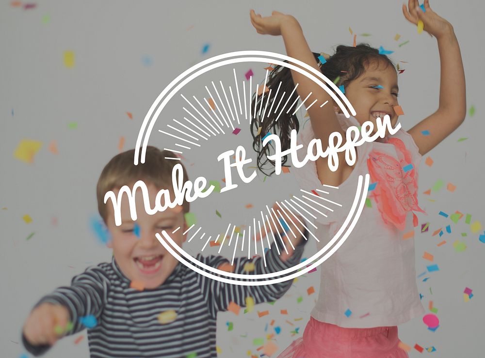 Make It Happen Word Stamp Banner Graphic Kdis Background