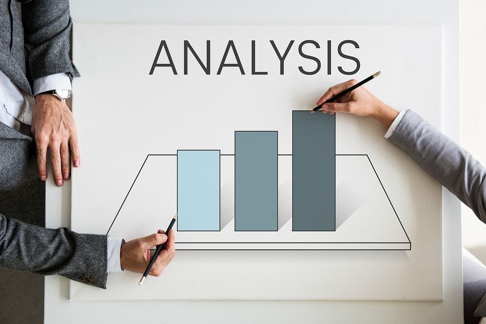 Group of people with analysis business graph illustration