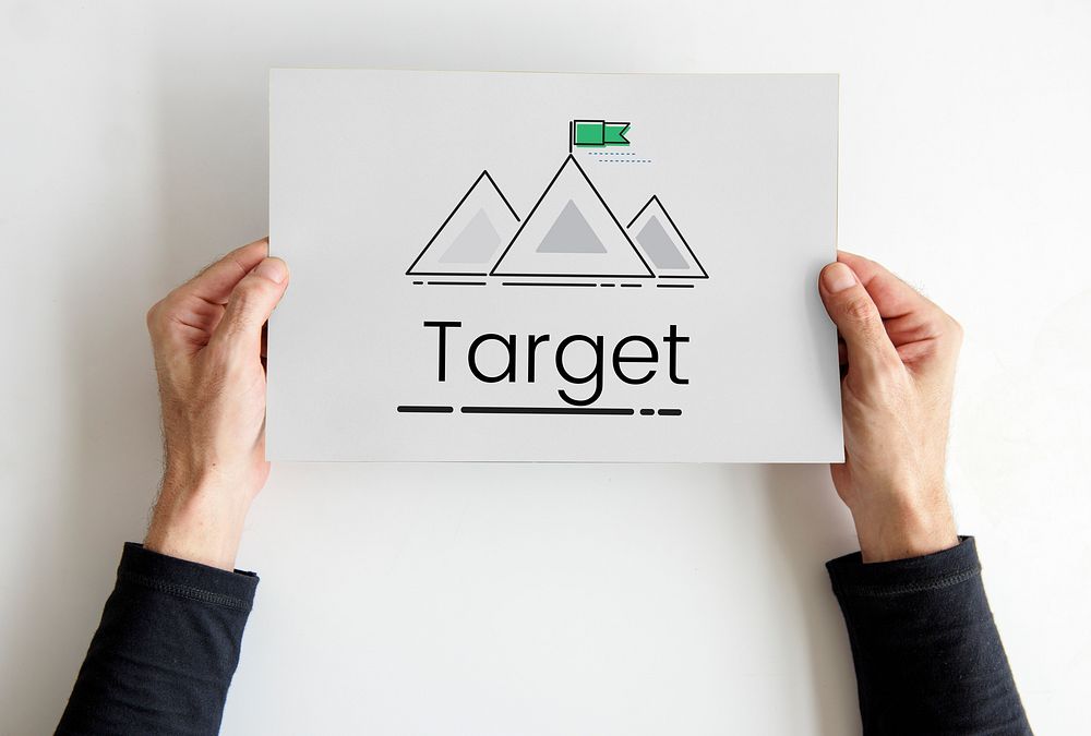 Illustration of goals target with mountain on banner