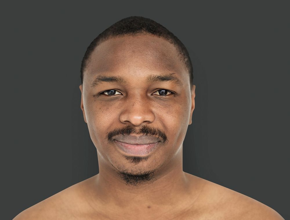 African Man Smiling Happiness Bare Chest Studio Portrait