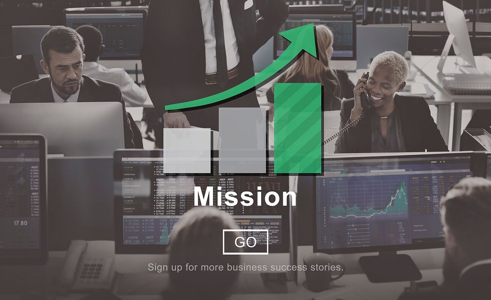 Mission Growth Bar Graph Aim Business Concept