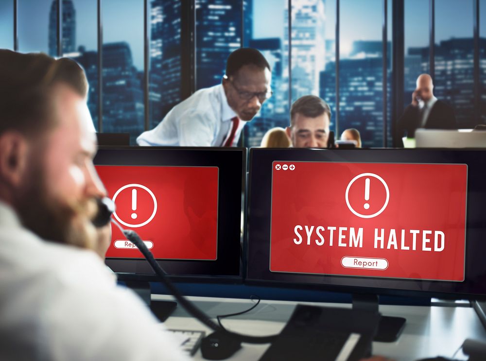 System Halted Network Problem Technology Software Concept